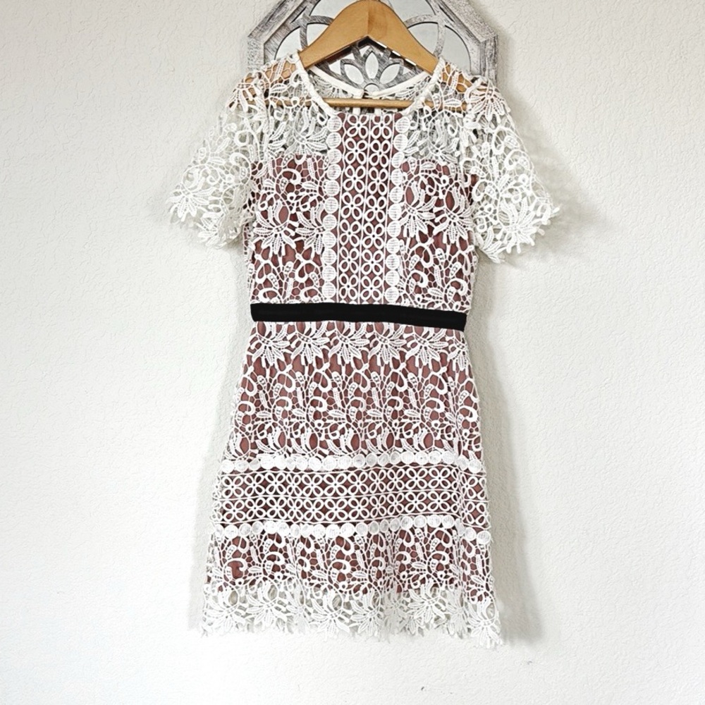 GB Girls • White Crochet Lace Short Sleeve Formal Party Dress